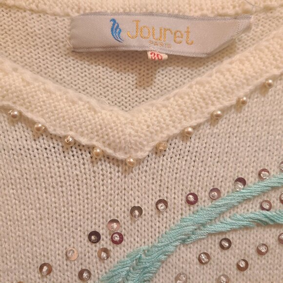 Jouret PARIS size 36 vintage embroidered sweater dress - Picture 4 of 5